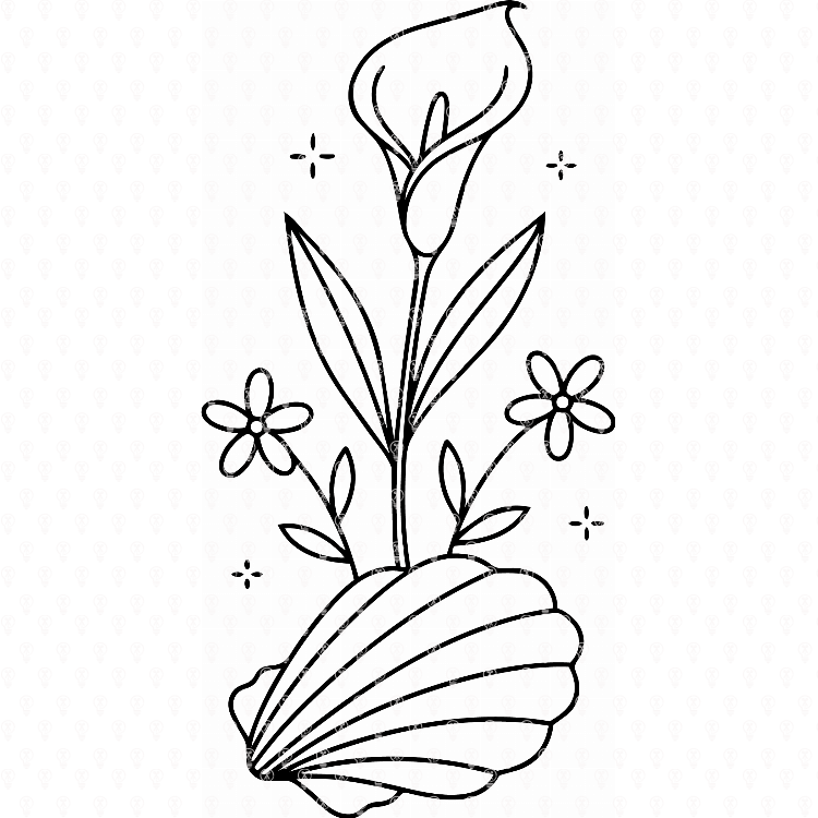 Line Art Floral Shell 3